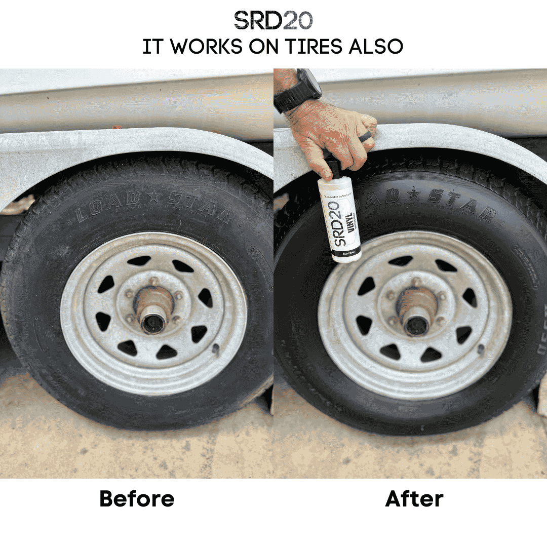 SRD20 Vinyl protectant before and after on tires