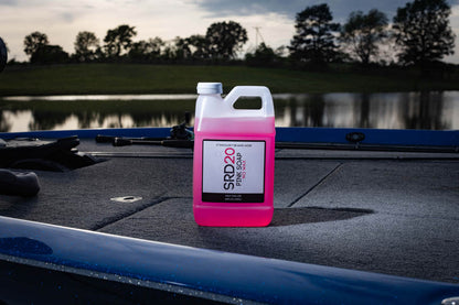 SRD20 Pink Boat soap 64oz size on bass boat deco