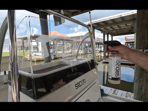 Removing water spots from windshield with SRD20 water spot remover with sealant